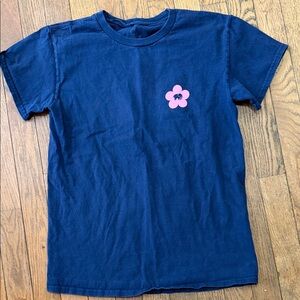 ivory ella Navy Tee with Pink Flower Graphic